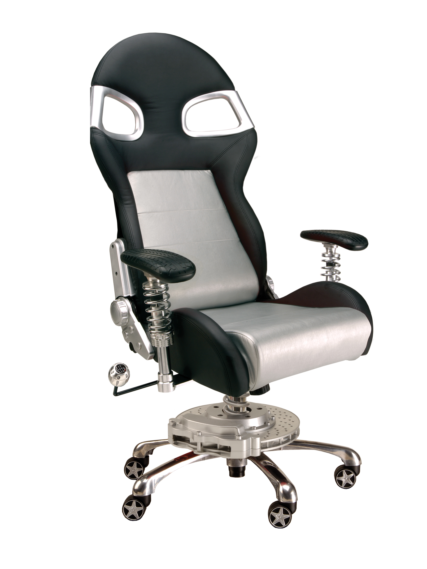 Intro-Tech Automotive, Pitstop Furniture, F08000S LXE Chair Silver, Desk Chair